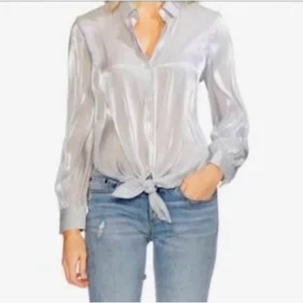 Vince Camuto Shimmering Silver Dress Shirt | Sz XS